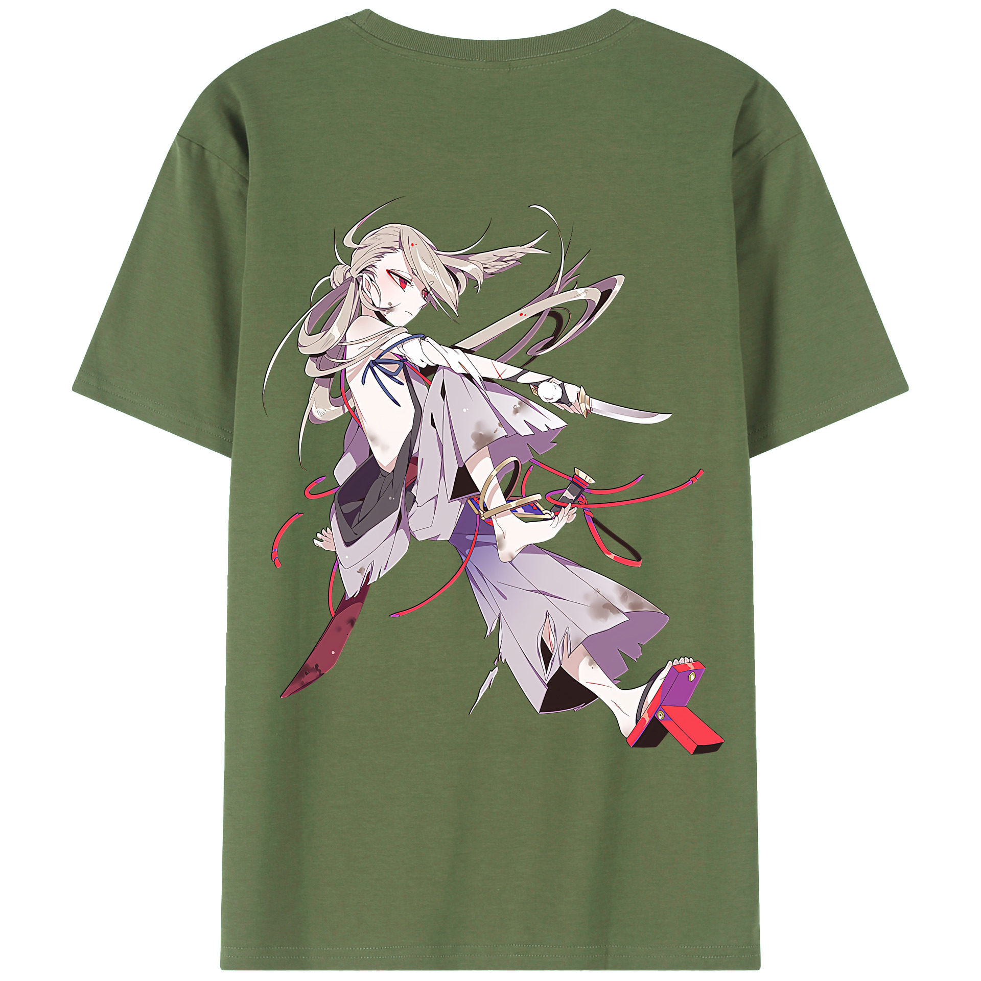 （画像用） 刀剣乱舞 Touken Ranbu 綿100％ メンズ半袖Tシャツ（バックプリント） 通気性